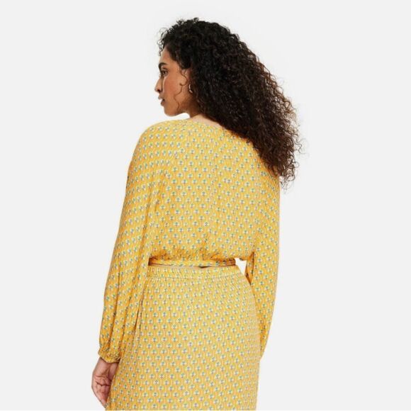 Rhode By Target Women's Dainty Lotus Print Wrap Top Yellow/Turquoise Size XXL - Picture 4 of 5